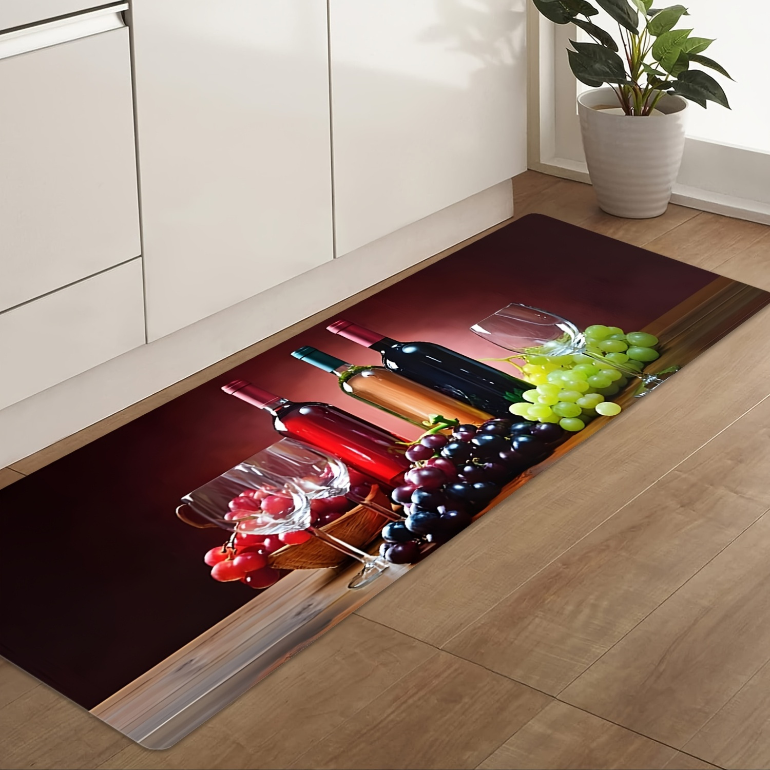 ワイングレーププリントロングランナーラグ吸収性ノンスリップマ - Commercial Printing Supplies Usa のレビューと価格