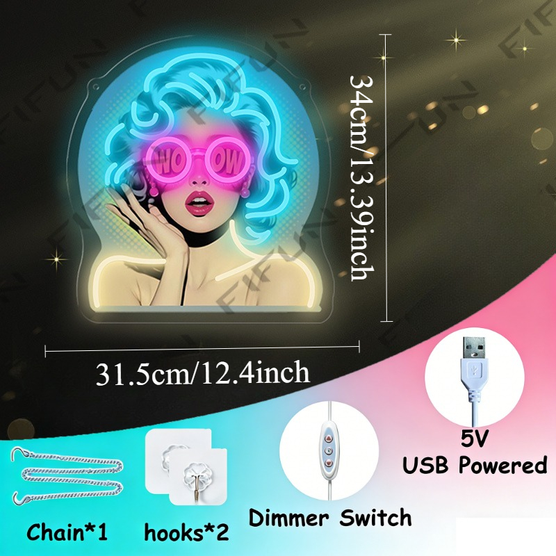 WOWカールガールネオンサインUVプリントウォールアート、U - Commercial Uv Printing のレビューと価格