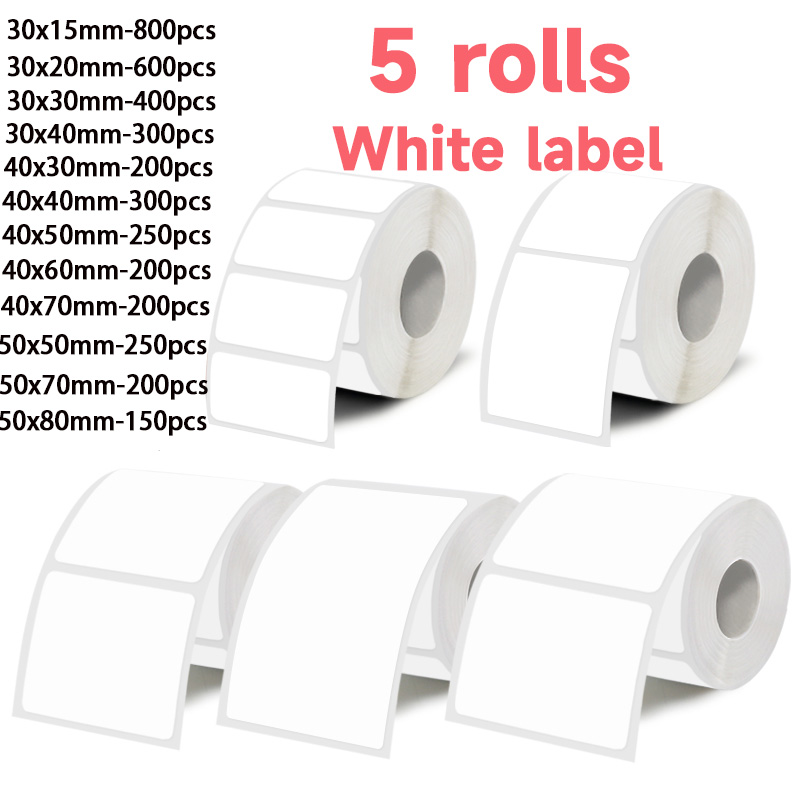 ホワイトラベルステッカー5ロール、幅30mm/40mm/50 - Commercial Printing Machine のレビューと価格